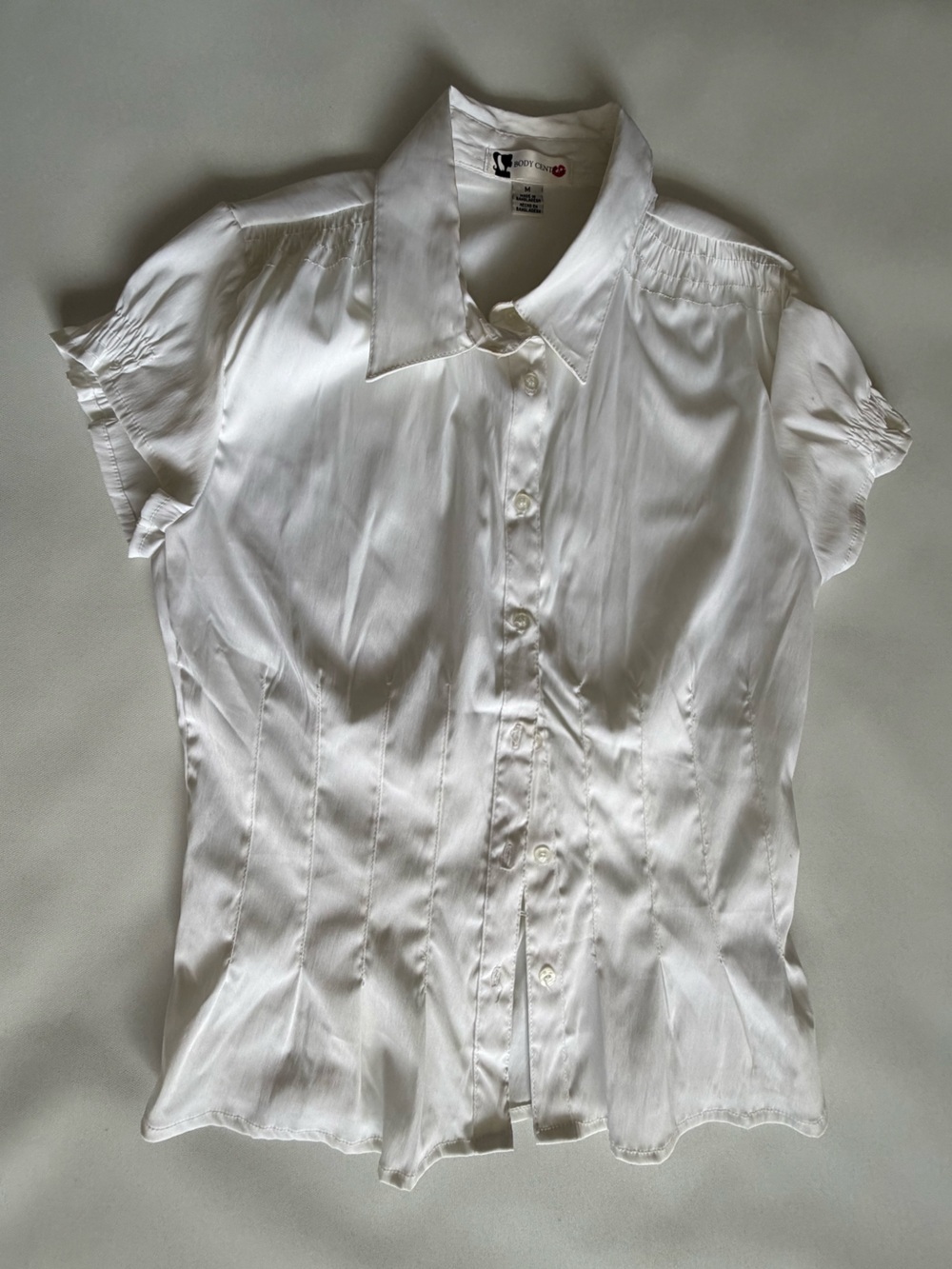 Body Central M White Puff SleeveButton Front Blouse